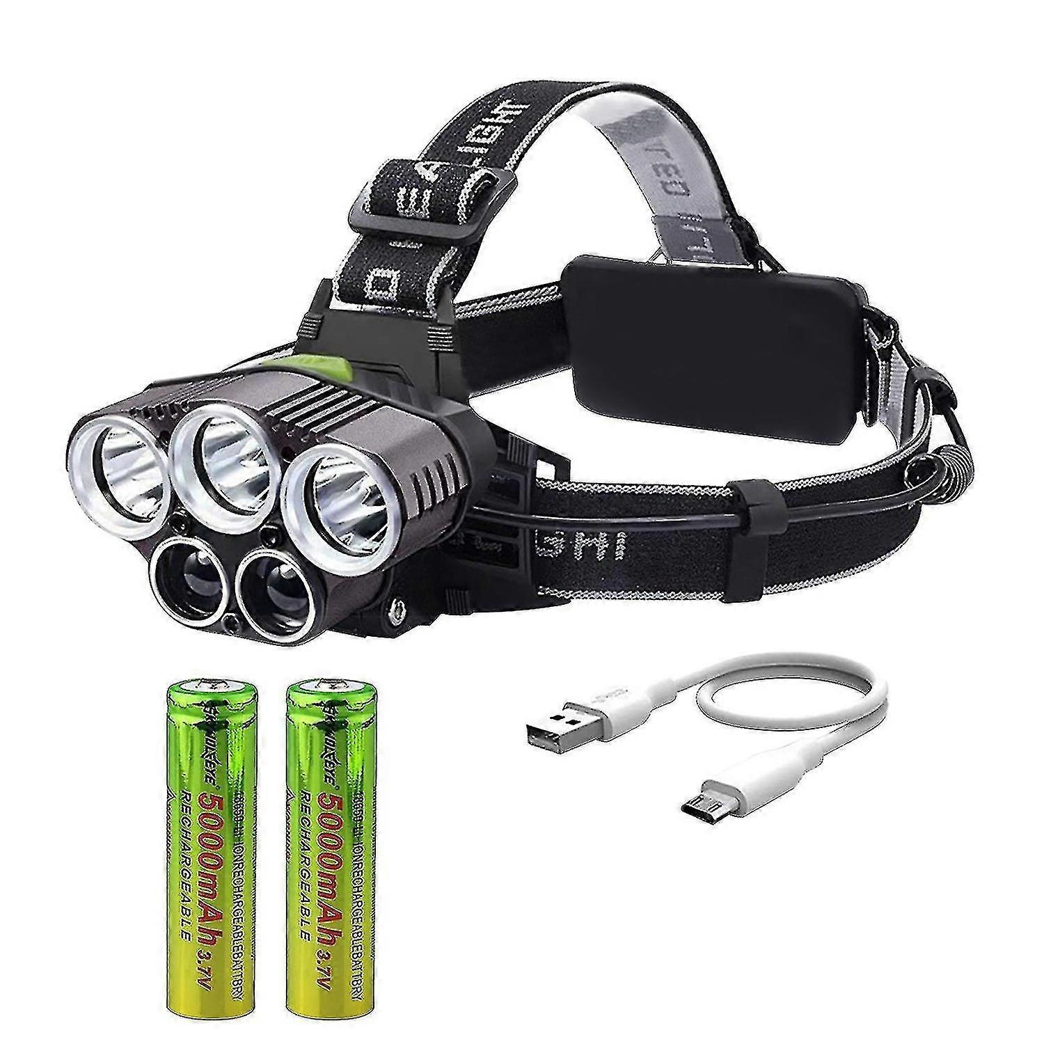 Usb Rechargeable Outdoor Night Fishing 5led Headlight Flashlight Work Light