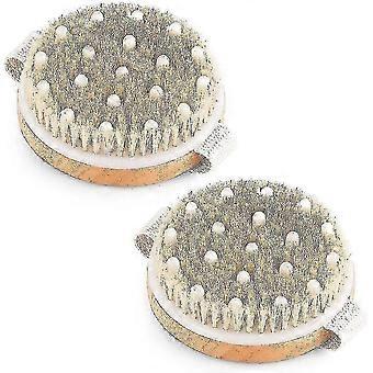 2 Pieces Dry Brush, Body Brush, Dry Brush Body Bath Brush, Back Shower Brush With Natural