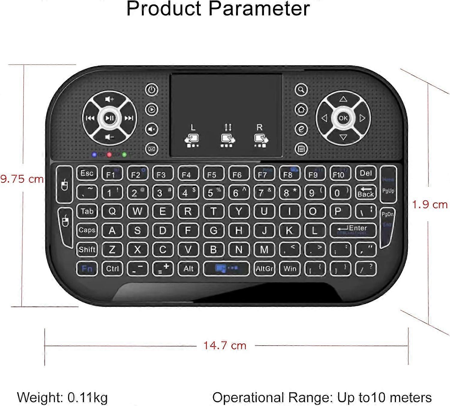 Mini Bluetooth Keyboard with Touchpad, Dual Mode Wireless (2.4GHz/Bluetooth), RGB Backlit, Compact Design for PC and Smart TV