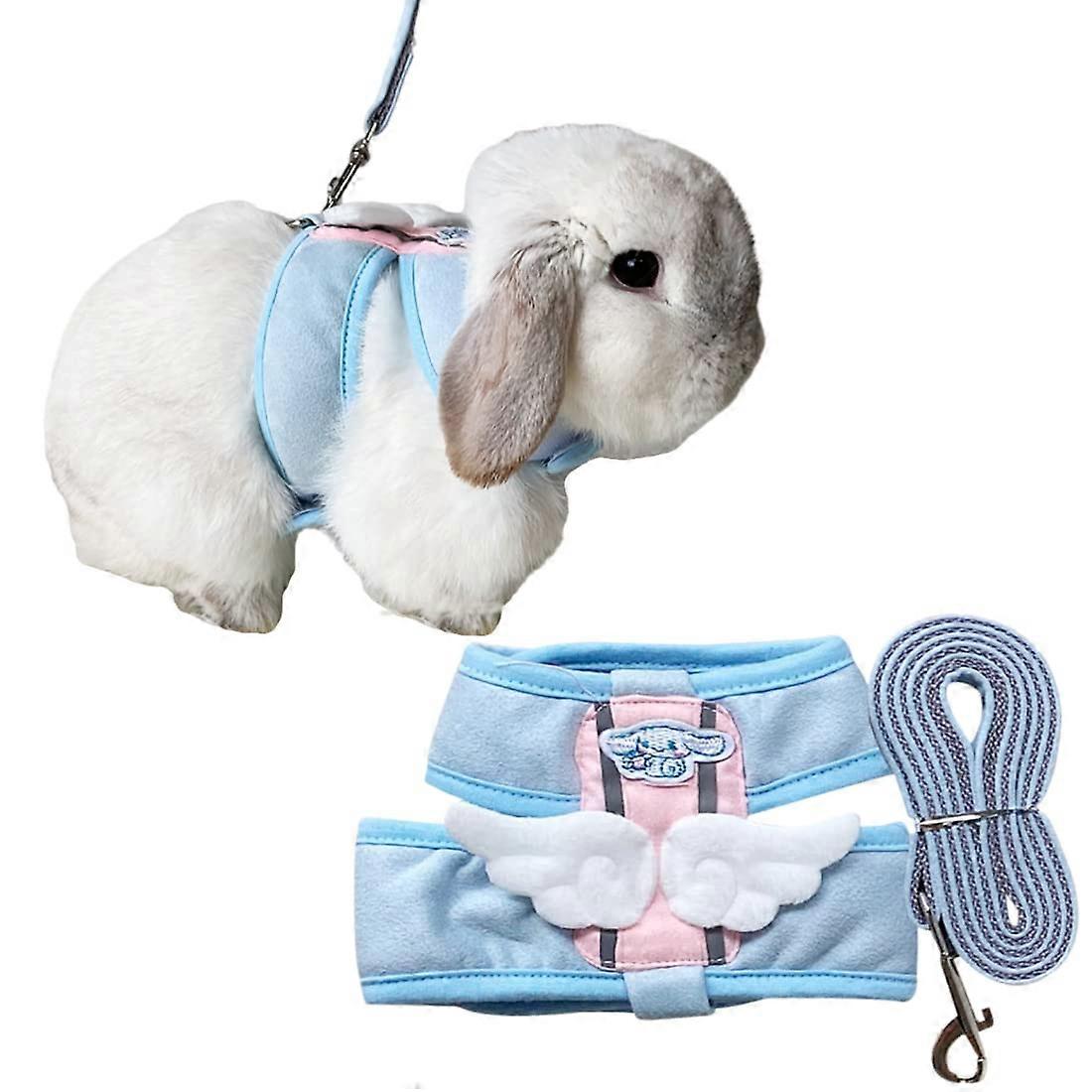 Rabbit Harness and Leash - Escape Proof Mesh Vest for Small Animals, Breathable Bunny Harness for Hiking, Camping, Training, Ferrets, Kittens, Puppies