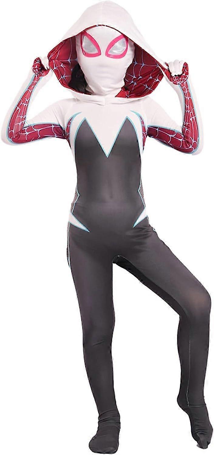 Spiderman Cosplay Bodysuit Superhero Gwen Costume Kids Birthdays Gift Jumpsuit Children Performance Tight Halloween Fancy Dress Conjoined (Kid XXL(145