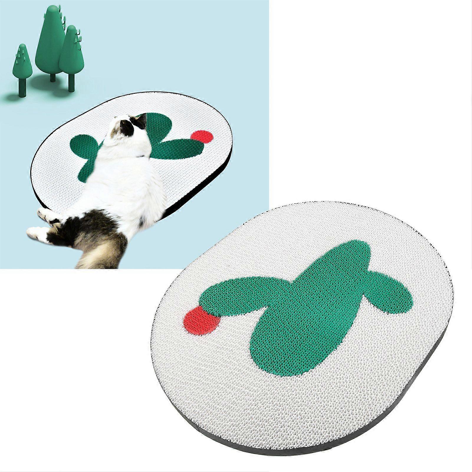 SCSYV Cat Scratching Board Multipurpose Cartoon Cactus Pattern Corrugated Paper Scratch Pad for Indoor