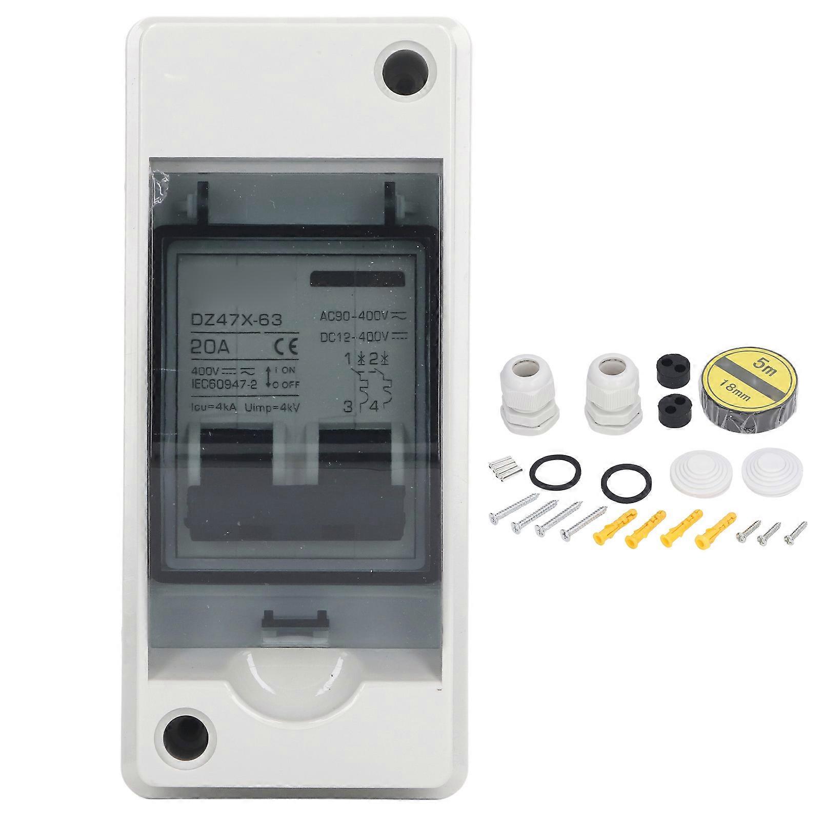 DC Miniature Circuit Breaker 2P 20A DC12V‑400V AC90‑400V Disconnecting Switch IP65 Waterproof for Solar PV System