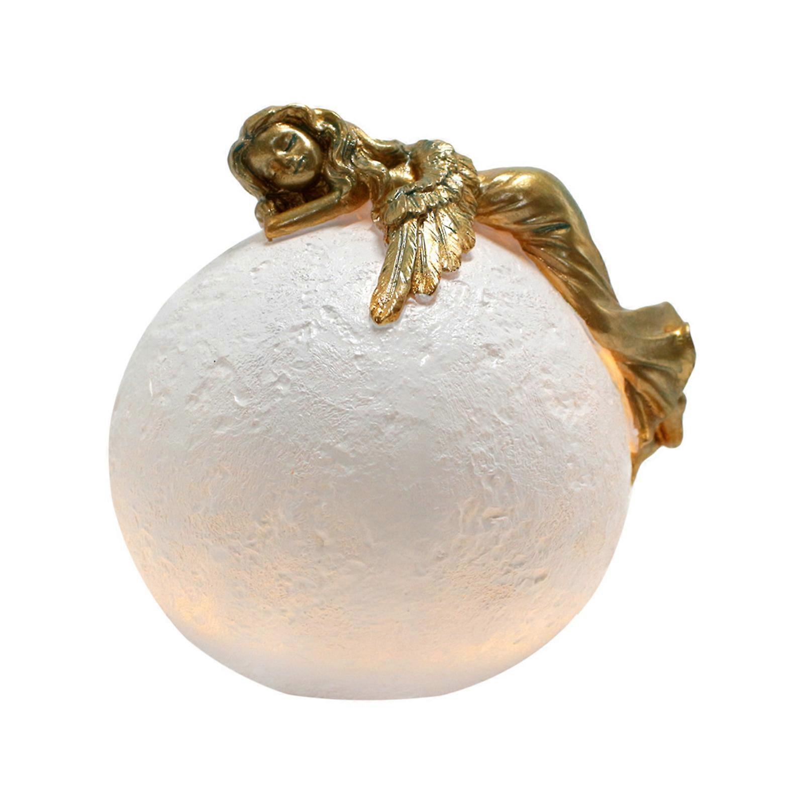 Serenes Angelic Lie On Moon Decorative Night Light LED Illuminating Night Lamp for Relaxing Home Bedroom Decoration
