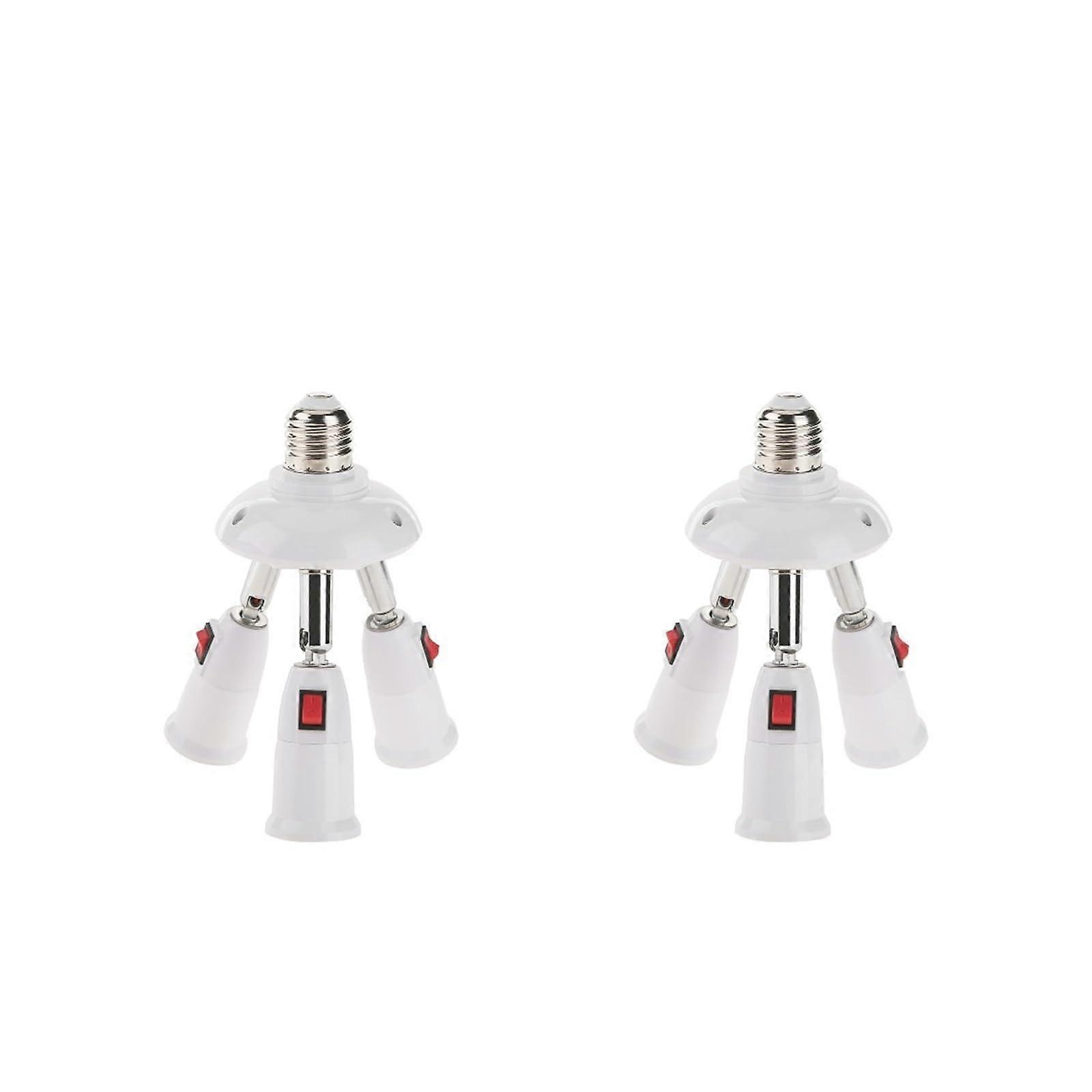 E27 Splitter 2/3/4/5 Heads Lamp Base Adjustable LED Light Holder Bulb Adapter Converter Socket Lamp Bulb Holder(3 Heads 2PCS)