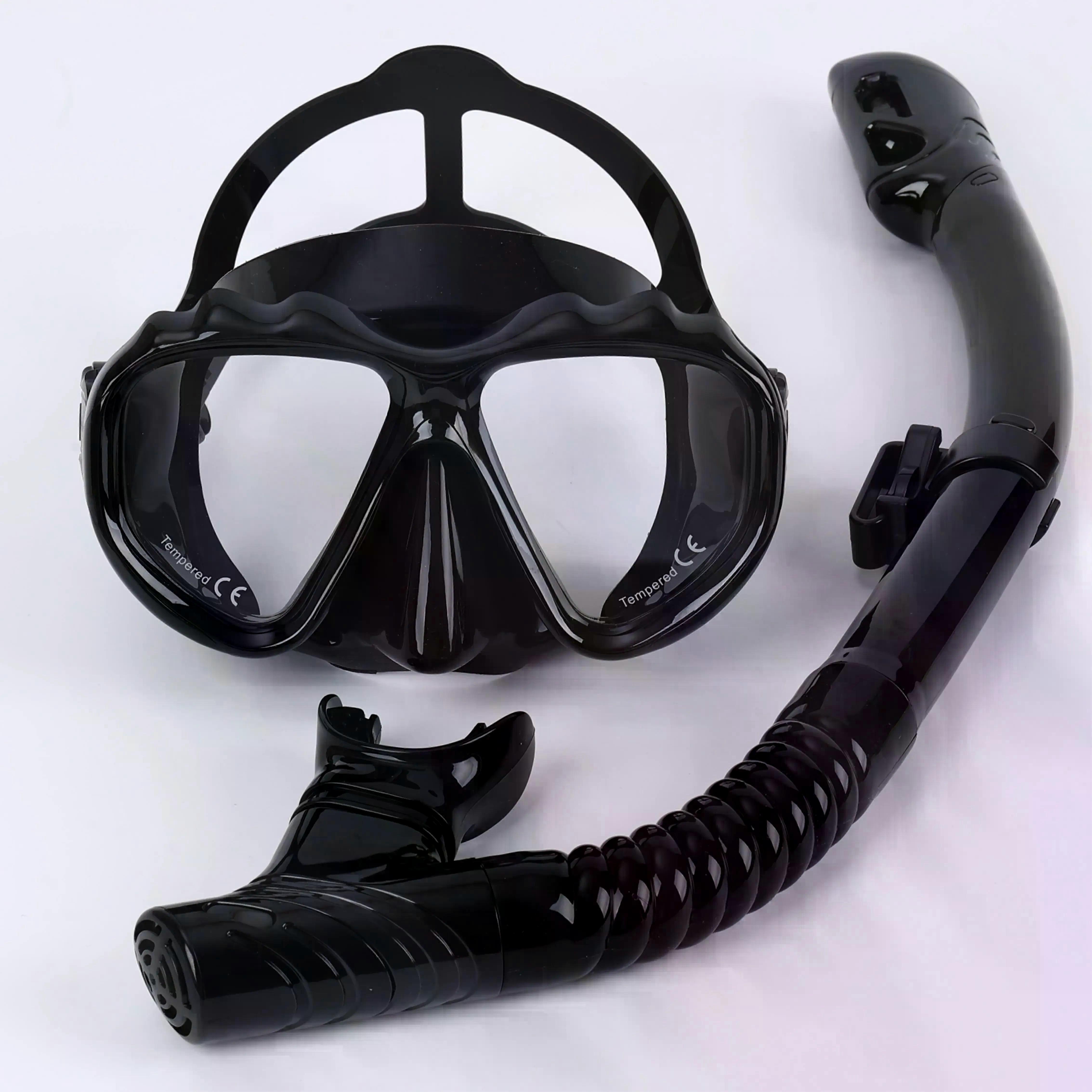 Scuba Diving Face Snorkel Mask with 180Panoramic, Anti-Fog Tempered Glass Dry Top System, Quick Drain Valve, 7 Colors available
