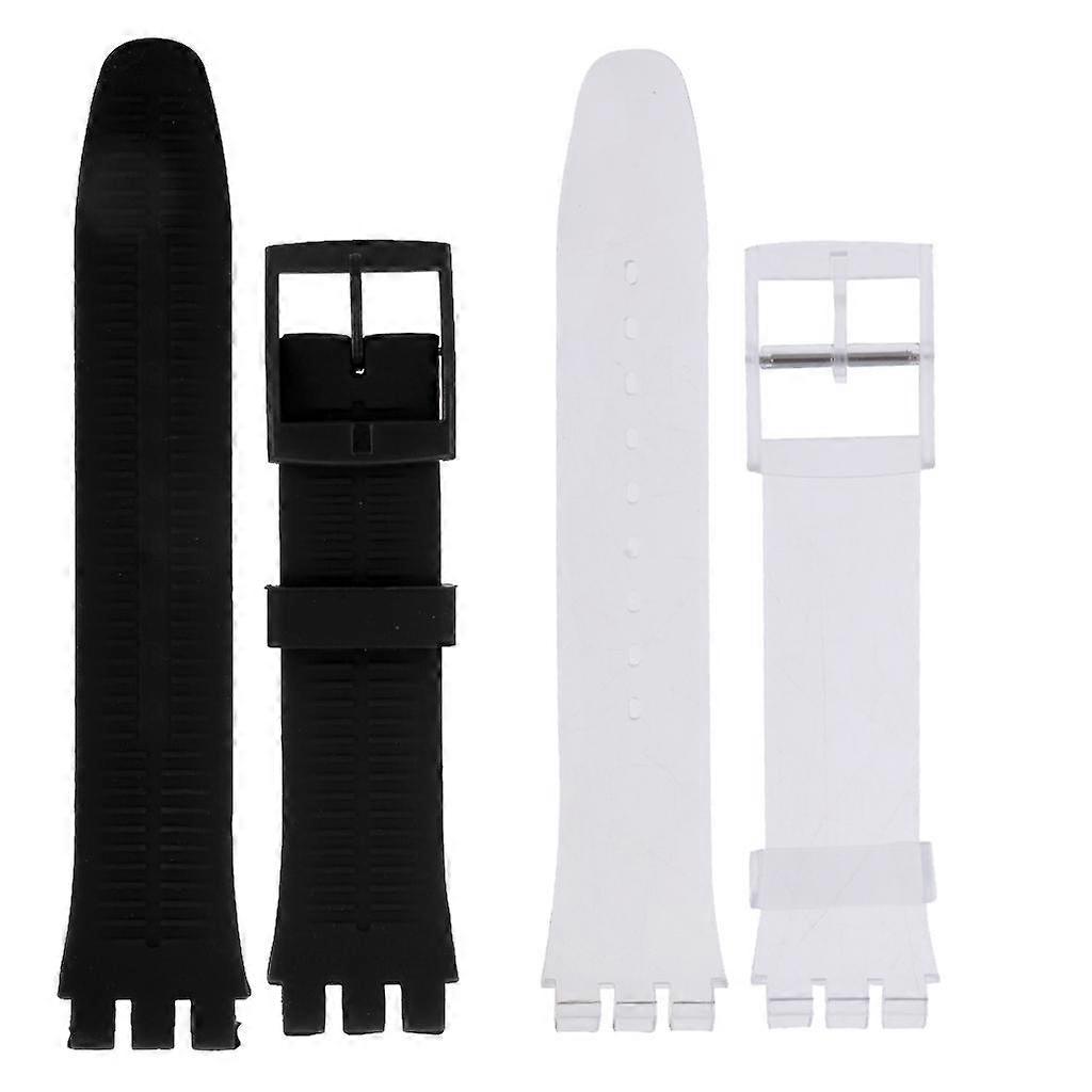 2 Pieces Soft Rubber Replacement Watch 19mm Wristband Lightweight