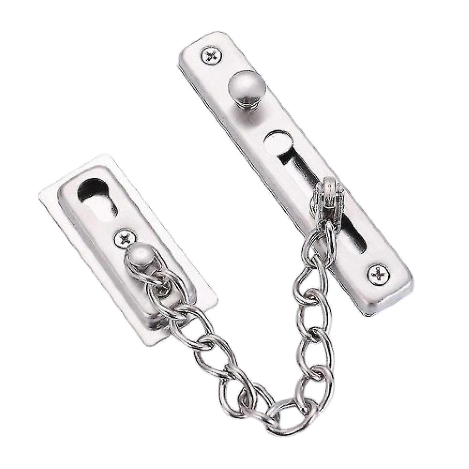 High-Quality Security Door Chain, Stainless Steel Door Lock with Spring Button, Anti-Rust Anti-Theft Press Lock for Home Privacy Protection