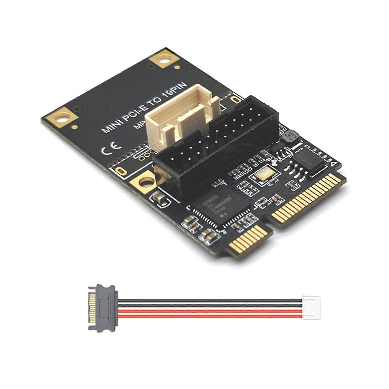 Mini PCIE USB3.0 Controller Adapter USB3.0 Expansion Board Card 19pin Header 19Pin for Front Panel Riser