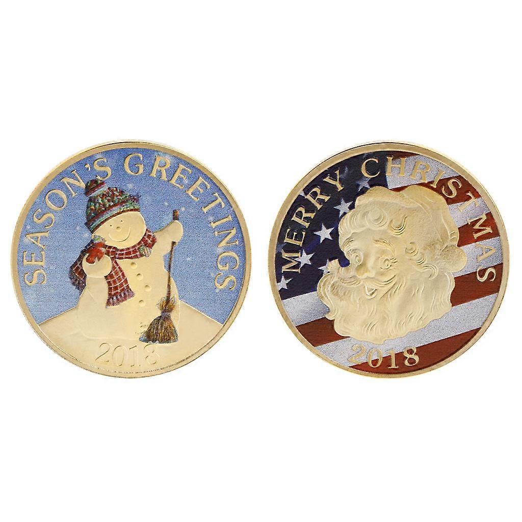 2018 Christmas Commemorative Coin Snowman Santa Claus Souvenir Collection Gifts  Gold
