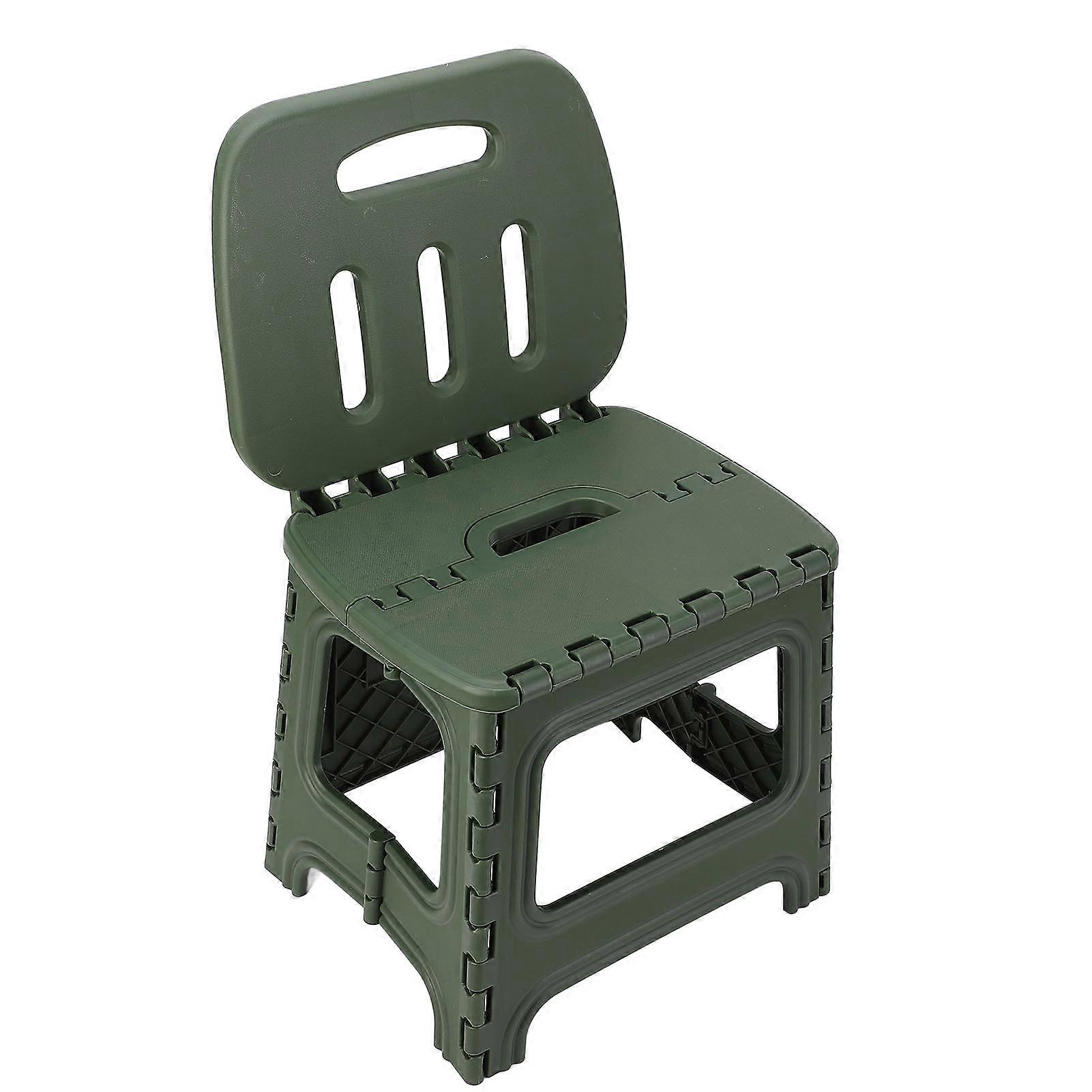 Folding Step Stool PP Thickened Portable Small Kids Step Stool with Handle for Outdoor Camping Fishing Picnic Green L