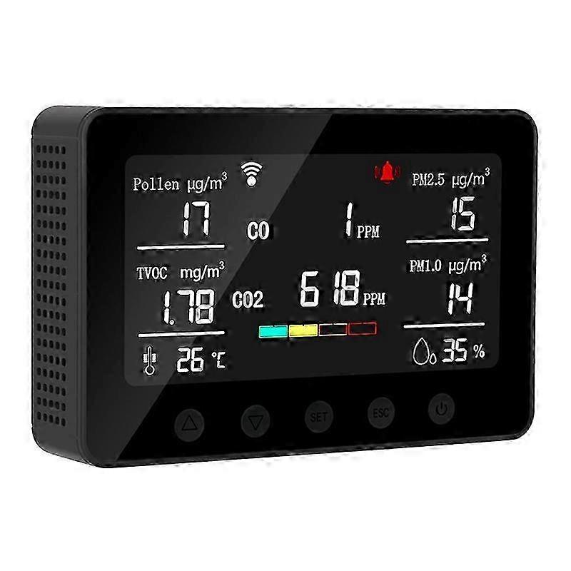 Multifunctional Air Detectors, Pollen/CO/CO2/TVOC/PM2.5/PM1.0/Humidity/Temperature Carbon Monoxide