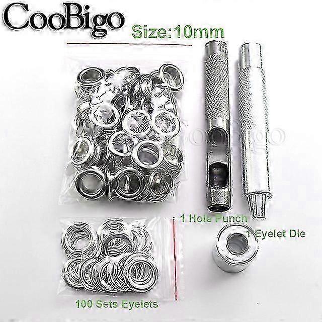 100 zestawów metalowych oczek z przelotką do zestawu narzędzi do toreb, ubrań, płótna, zasłon, butów, namiotu od 2 mm do 17 mm