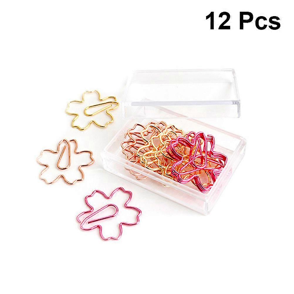 12pcs Creative Flower Paper Clips Set, Colorful Paper Clamps for Home, Office, School Use, Practical Note and Photo Holders, Random Mixed Colors