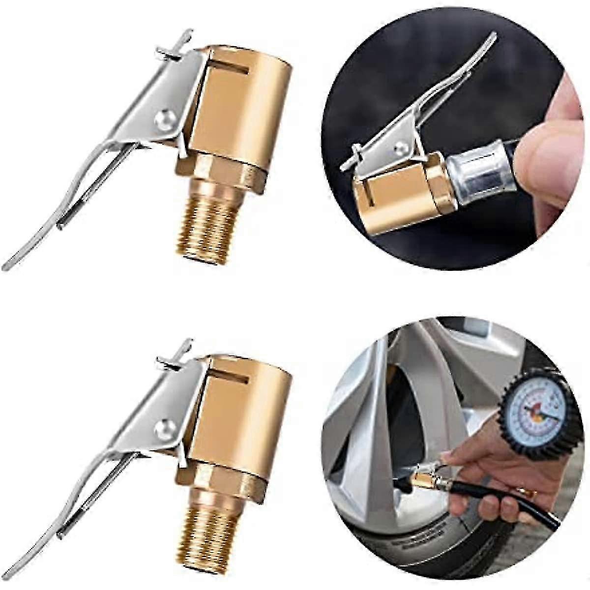 2pcs Tire Air Chuck with Clip Adapter - Heavy Duty Inflator for Compressor Pump & Tire Valve Connection