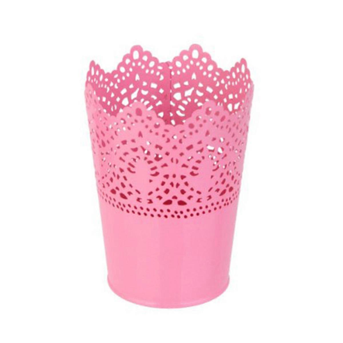 Flower Pot Planter Desk Organizer Pink Plastic For 1Pack