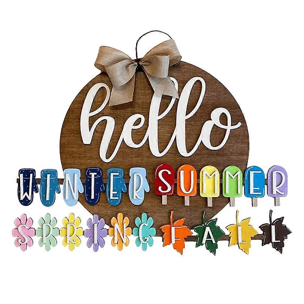 Door Hanging Sign Board Home Decoration Assorted Color 30cm x 30cm x 0.5cm Diy Replaceable Seasonal Signs 1 Set