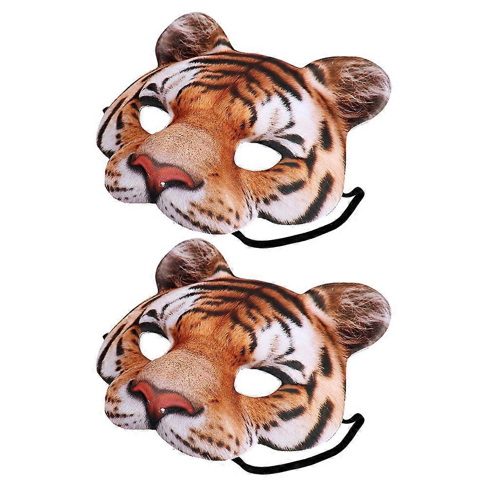 Cosplay Mask Tiger Face Shape Stage Performances Realistic 3D Design EVA Material 2Pcs