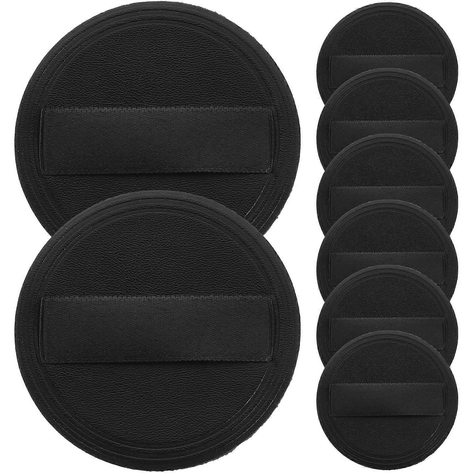 Ultra Thin Black PU Makeup Applicators – 8pcs Durable, Easy Clean, Portable Cosmetic Tools for Powder and Crystal Application