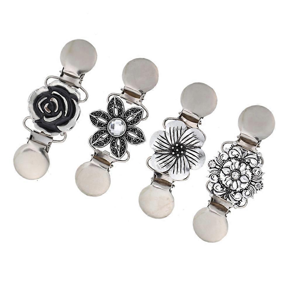 Rounded Rectangular Collar Clip Cardigan Clips Silver Accessory