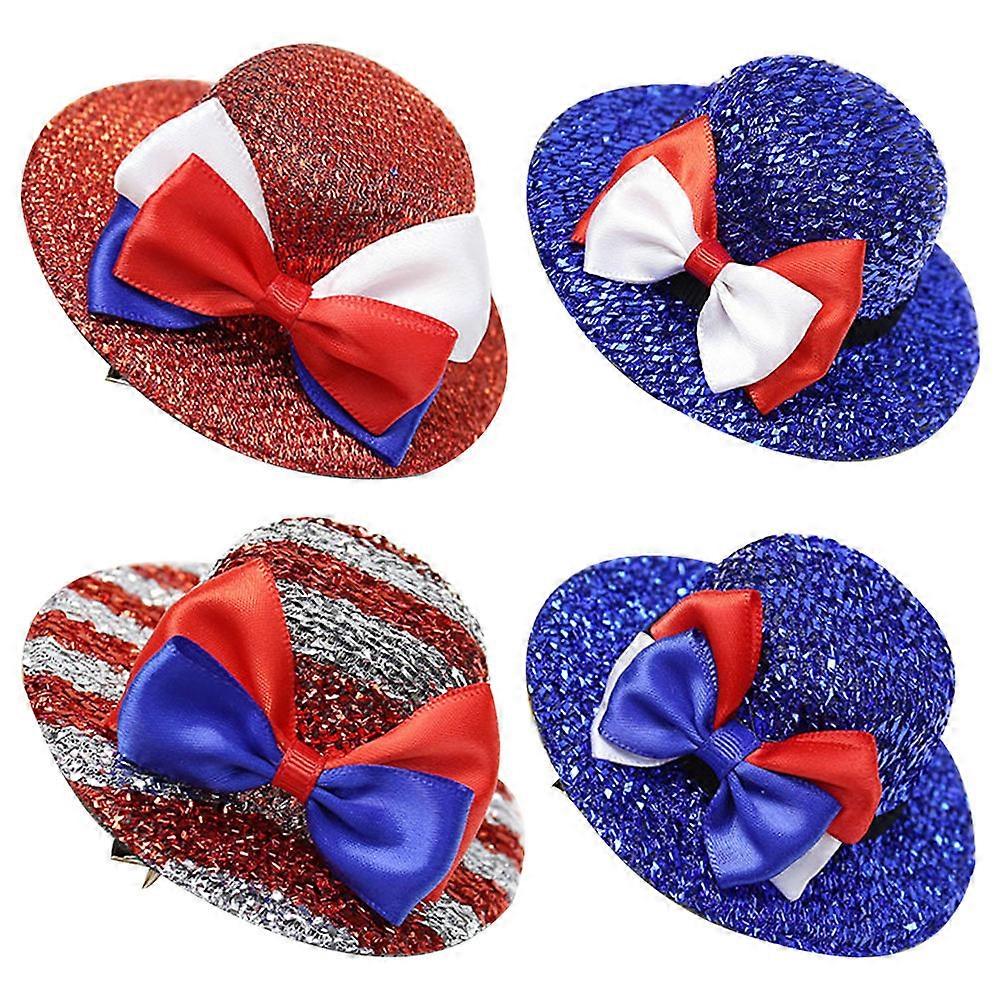 National Day Hat 4Pcs Classic Design Headgear Suitable For Party Attendees In Small Size With Bowknot Embellishment Crafted For Lightweight Use