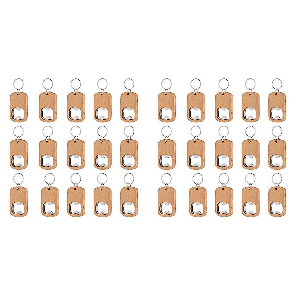 15 Pack Bottle Opener Blank Wooden Keychain Blanks