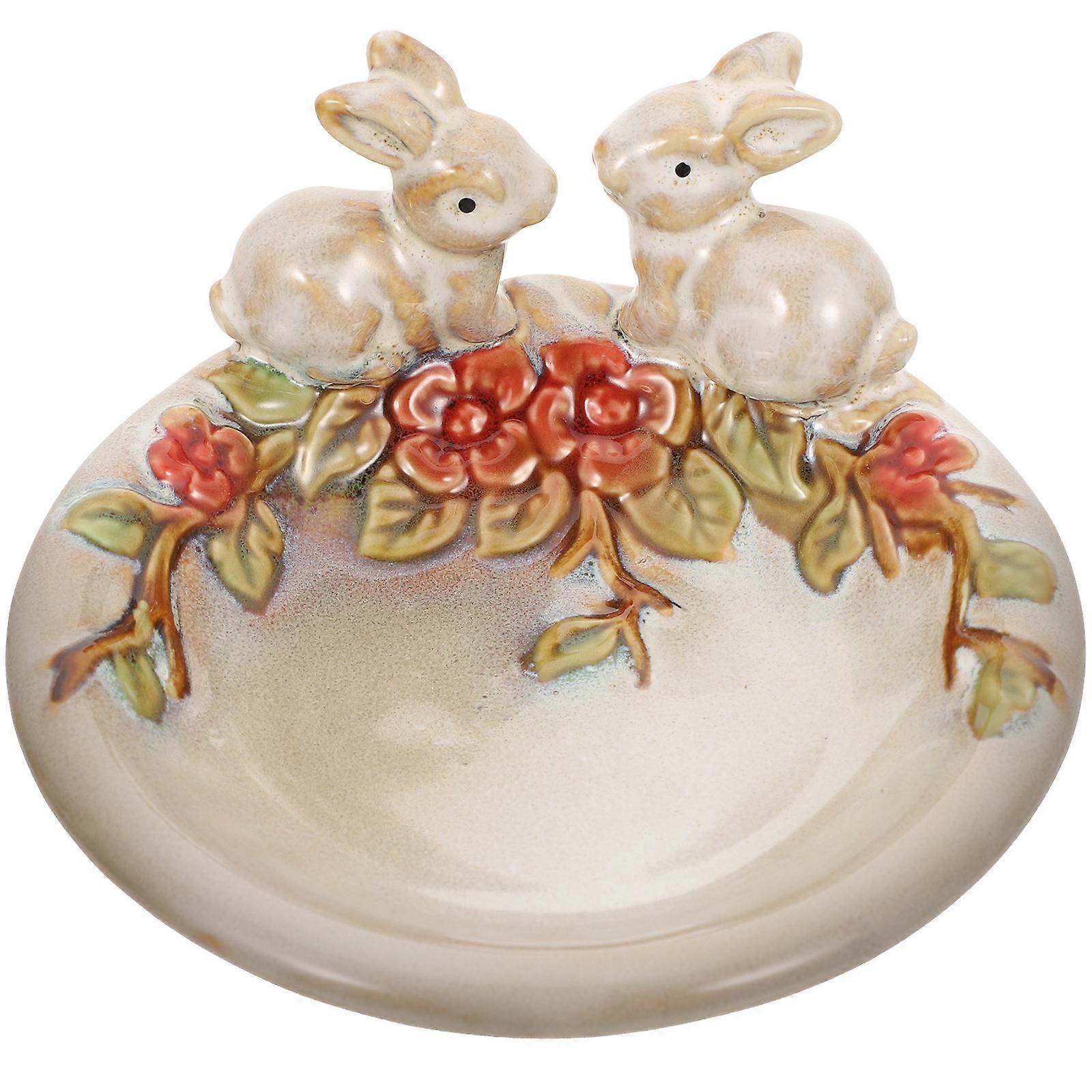 Entryway Plate Ceramic Jewelry Storage Tray Delicate Family Use 5.1X5.1X2.8in 1Pcs