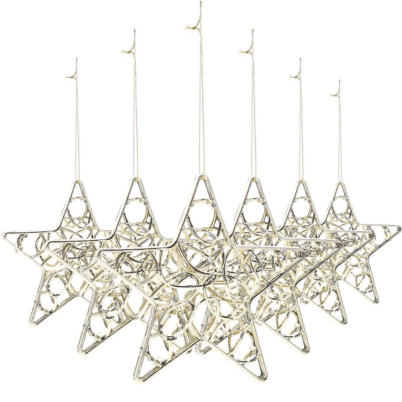 Decorative Pendants Golden Star Shape Christmas Tree Hanging Ornaments for Home Decoration 6Pcs