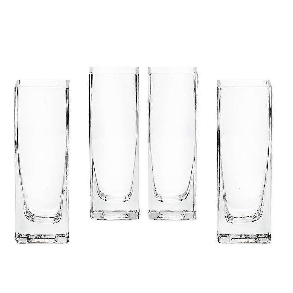 4 Set Soft Square Clear Glass Vase for Home Decoration 2' L x 2' W x 6' H