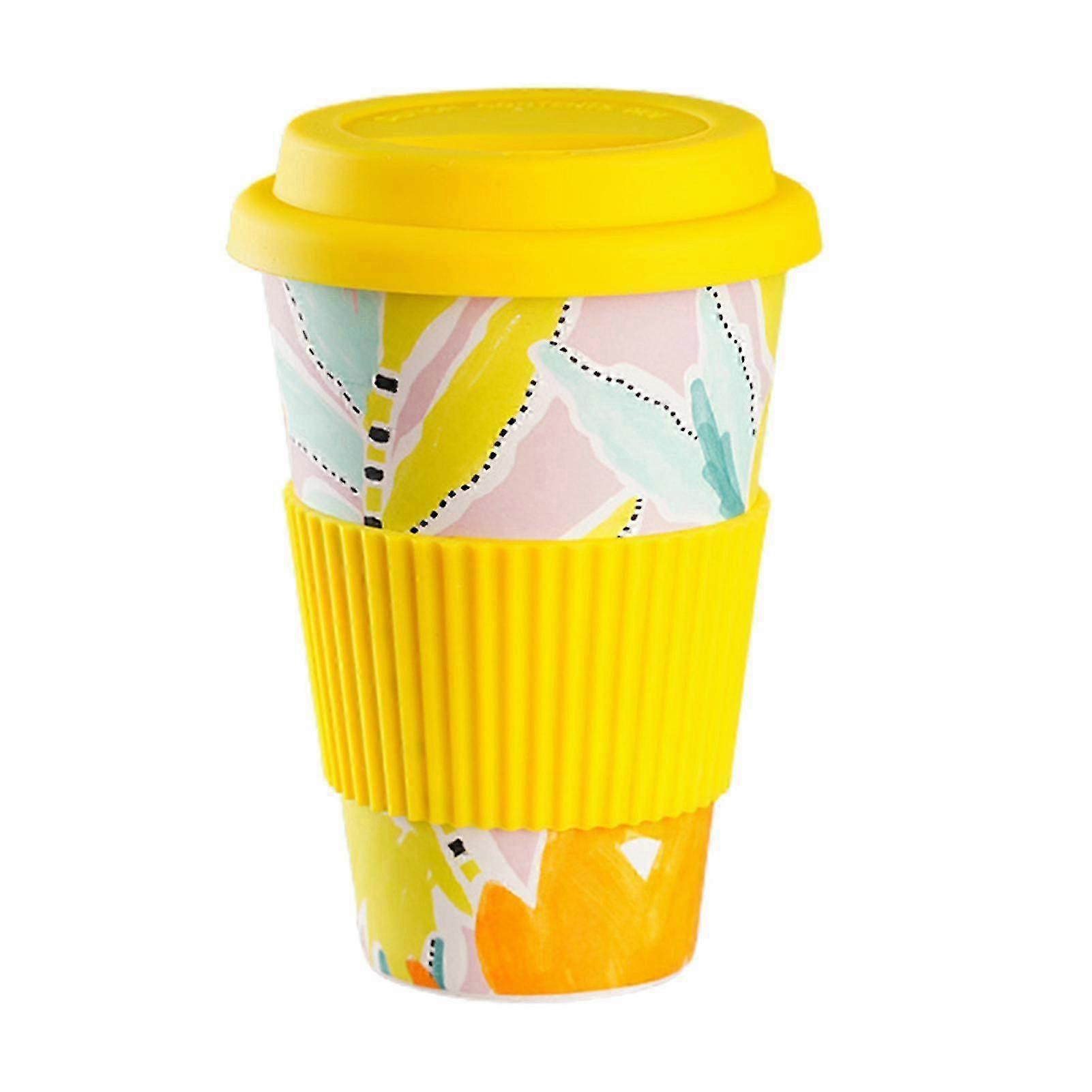 470ml isolierte Kaffeetasse mit Aufkleberdesign, tragbare Bambusfaser-Reisewassertasse