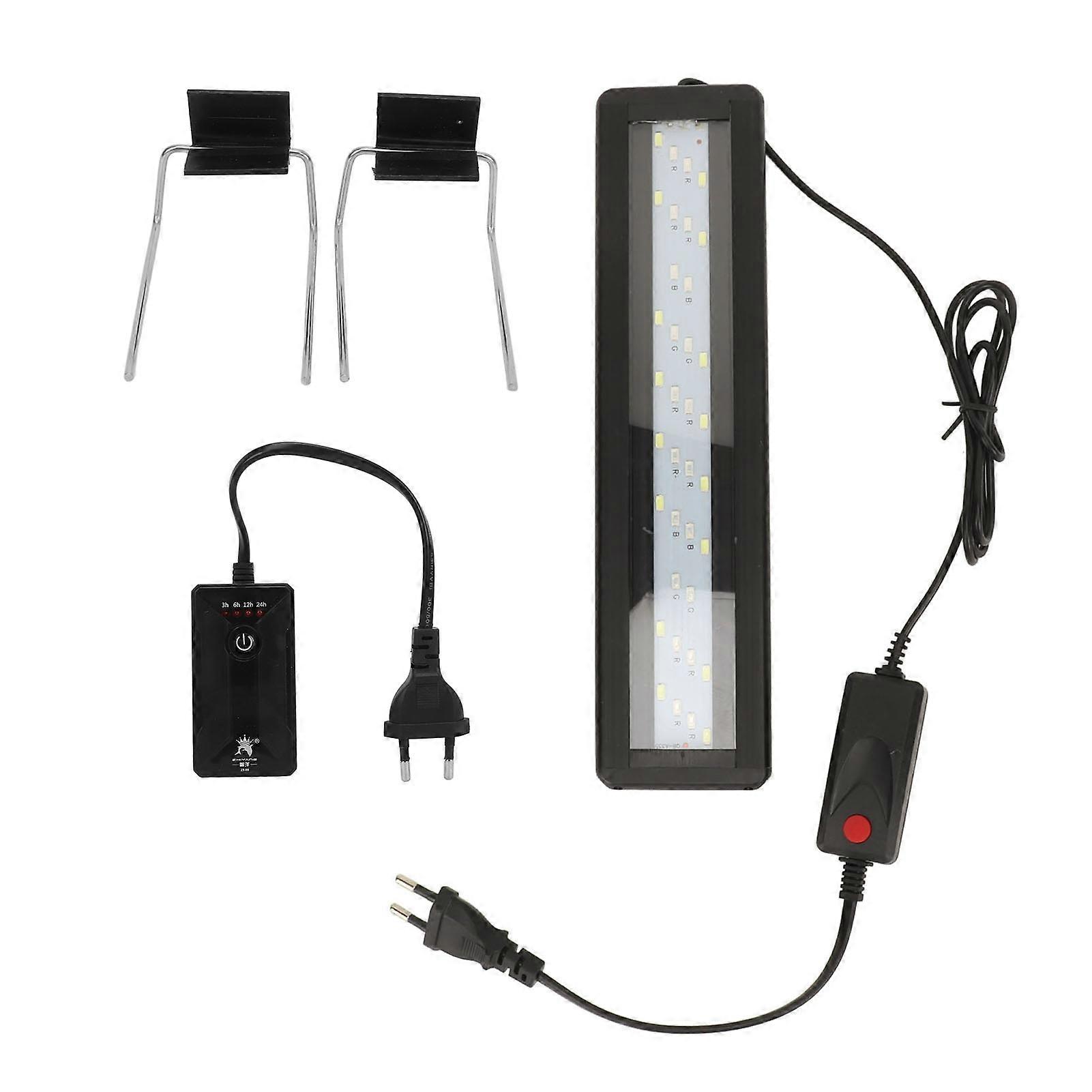 LED Aquarium Light 3 Color Settings Slim Dimmable Fish Tank Light with Timer Extendable Bracket for 11.8 To 15.7in Fish Tank EU Plug 220V