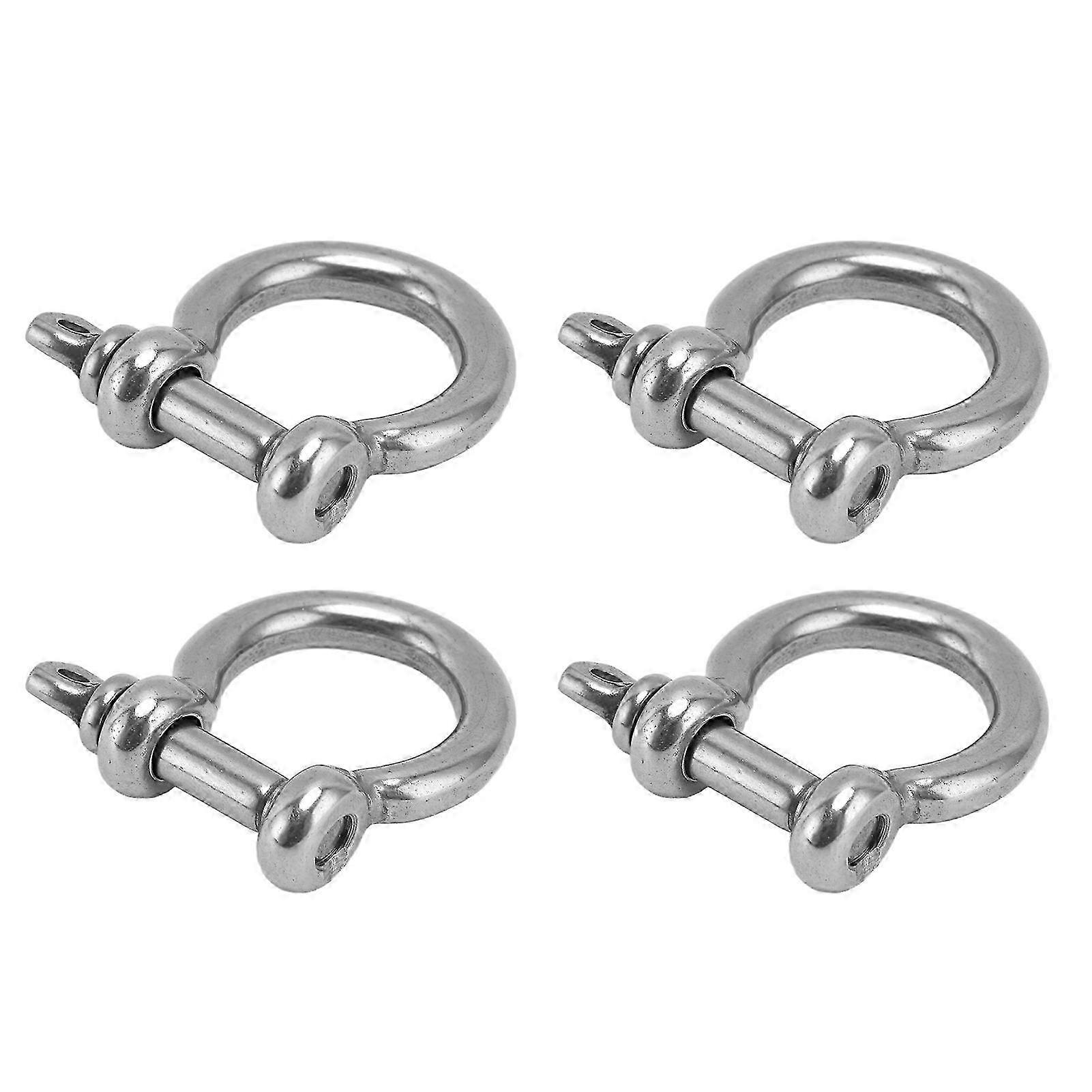 4 Pcs 304 Stainless Steel Shackle Screw Pin D Ring Bow Shape Anchor Load Clamp Replacement M12
