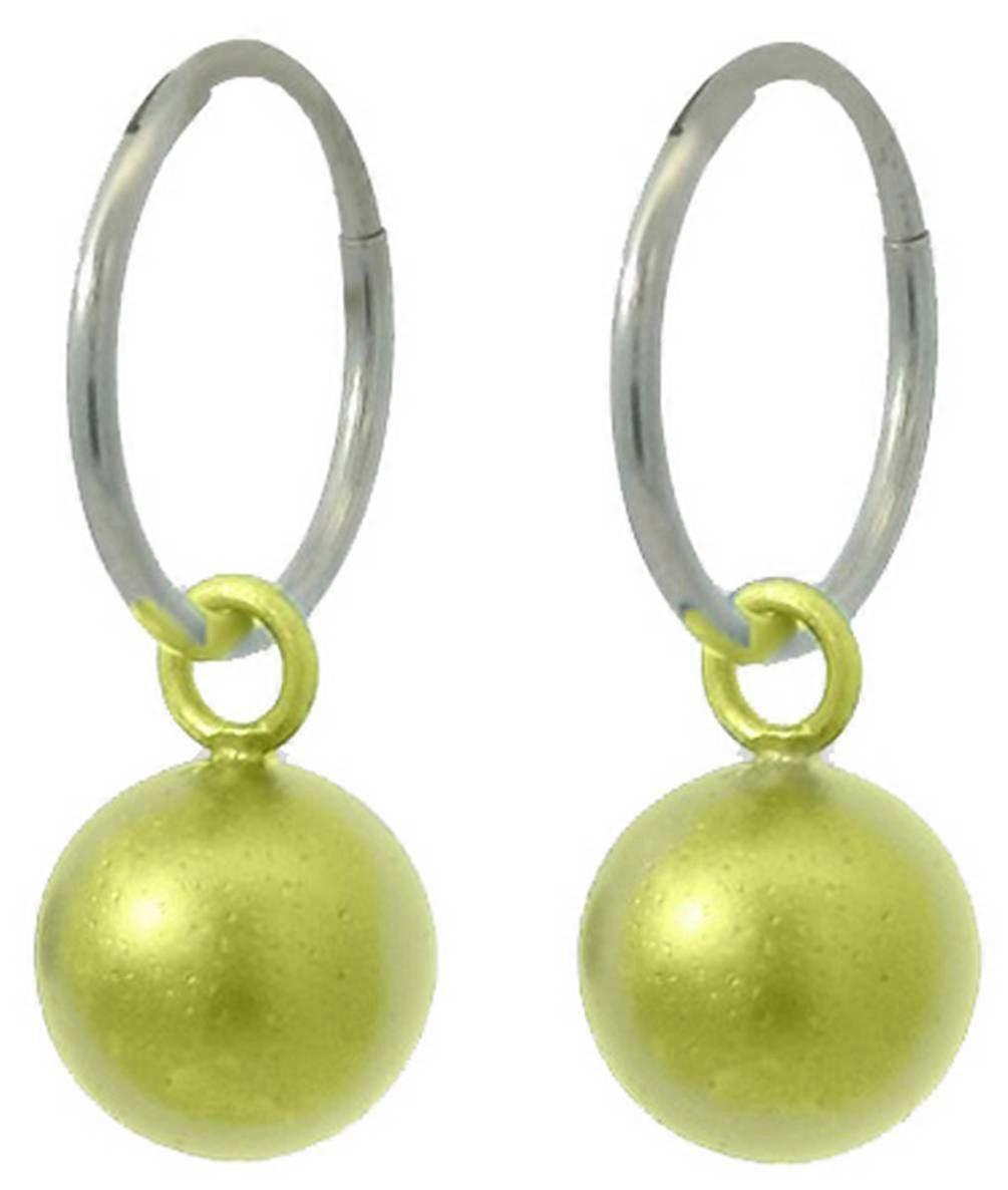 Ti2 Titanium Bead Charm Hoop Earrings - Yellow
