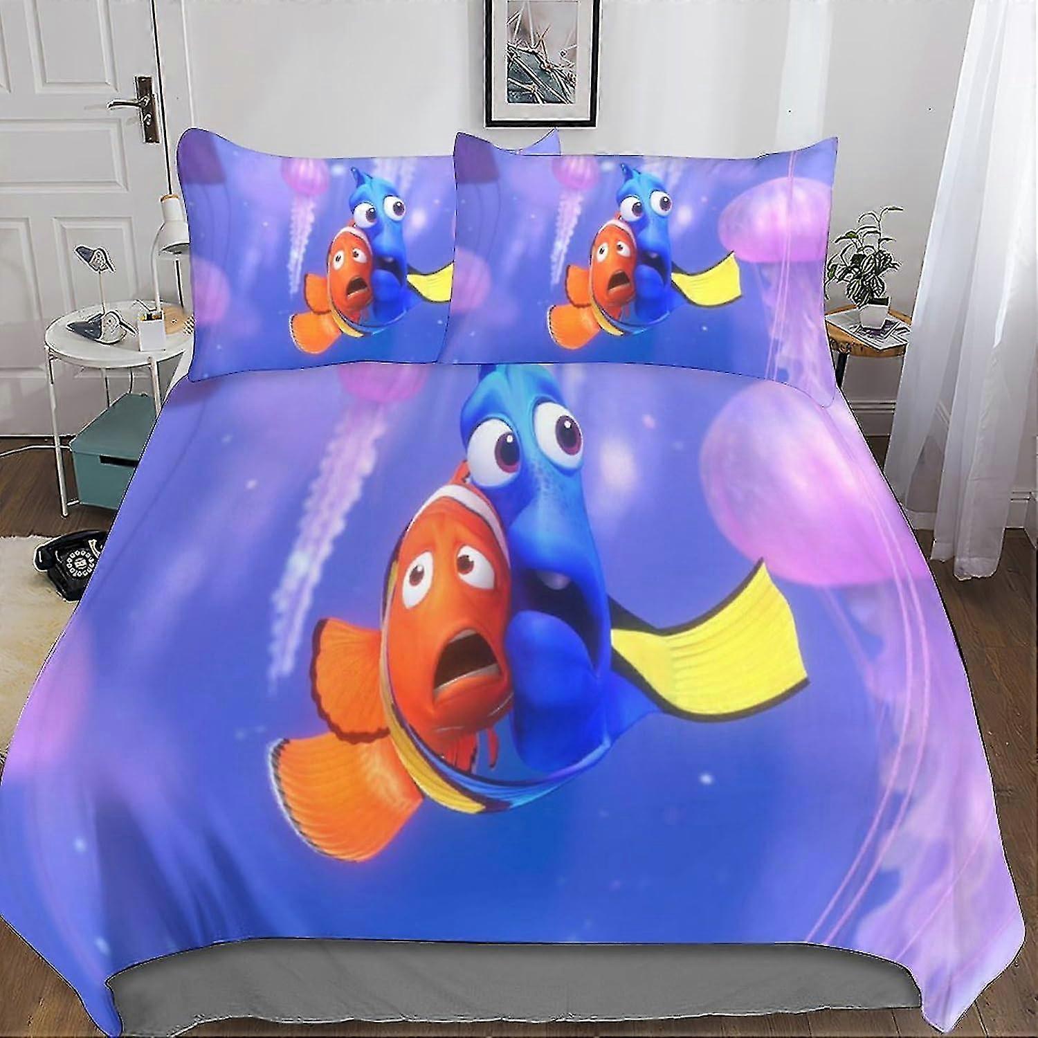 Hitta Nemo Microfiber påslakan sängkläder, 3D-tryck påslakan och örngott, med dragkedja, mjuka sängkläder för mig