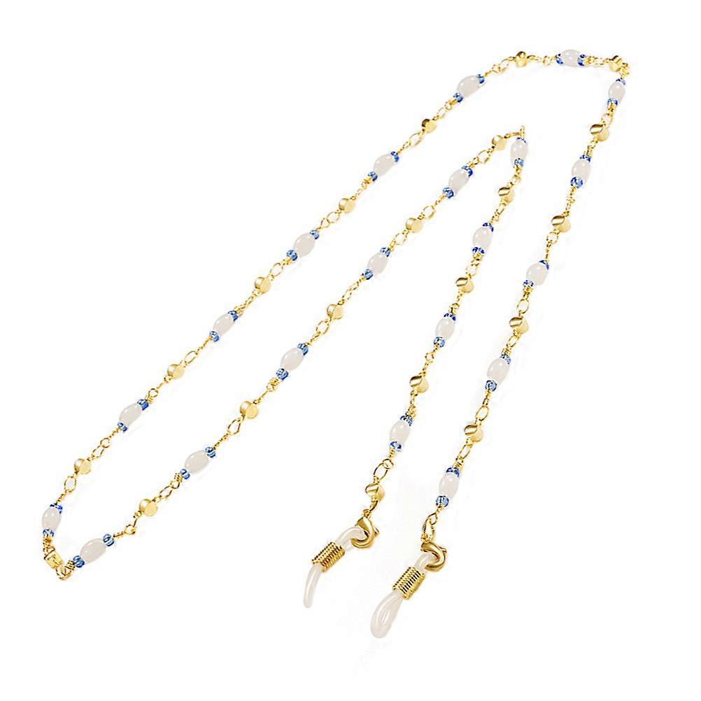 Eyeglass Straps Eyeglass Chain Beads Inlaid Eyewear Holder for Indoor Activities Golden 79x0.5x0.5cm Prevent Glasses from Falling 1Pack