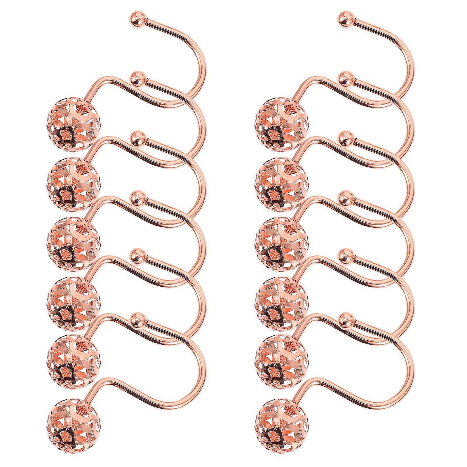 Golden Sturdy Shower Curtain Hooks with Iron Plating Material for Home Use 12 Pcs Set
