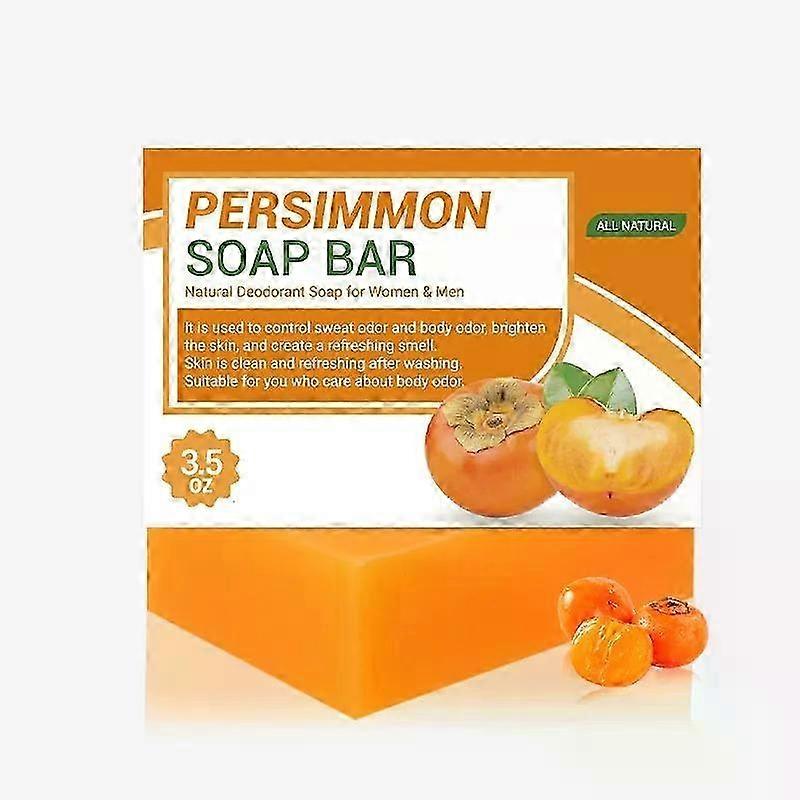 Persimmon Soap Bar for Old People Smell, Natural Deodorant Body Face Bar Soap for Body Odor Control,