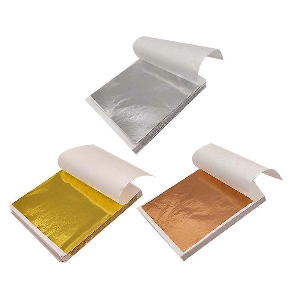 Imitation Gold Foil Decorative Gold Leaf Sheets Crafts DIY Gilding Projects Silver 9.00X9.00X0.10CM 300 Sheets