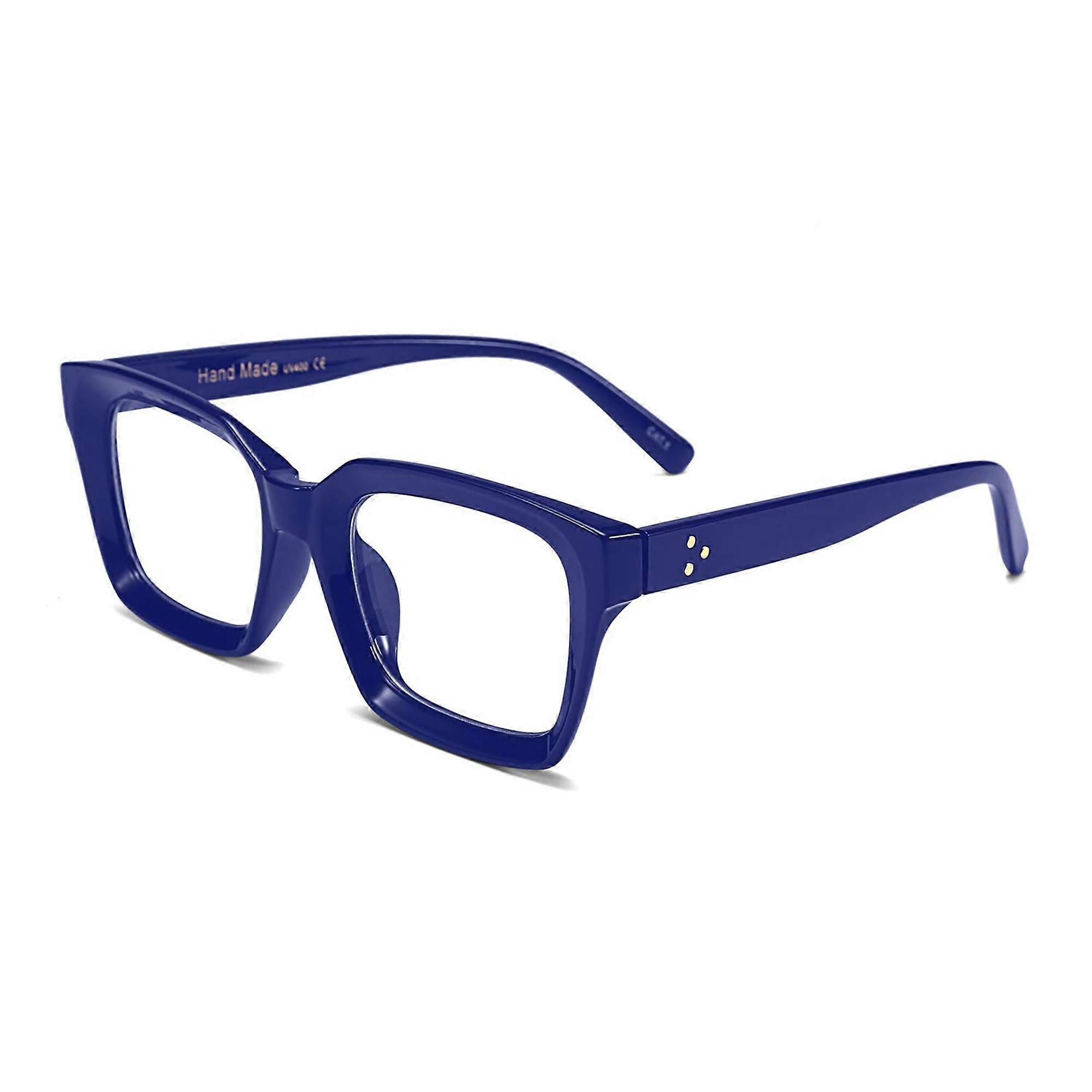Classic Glasses B2461 Rectangular Thick Frame for Men and Women, Blue Color with Clear Lenses, Unisex Design