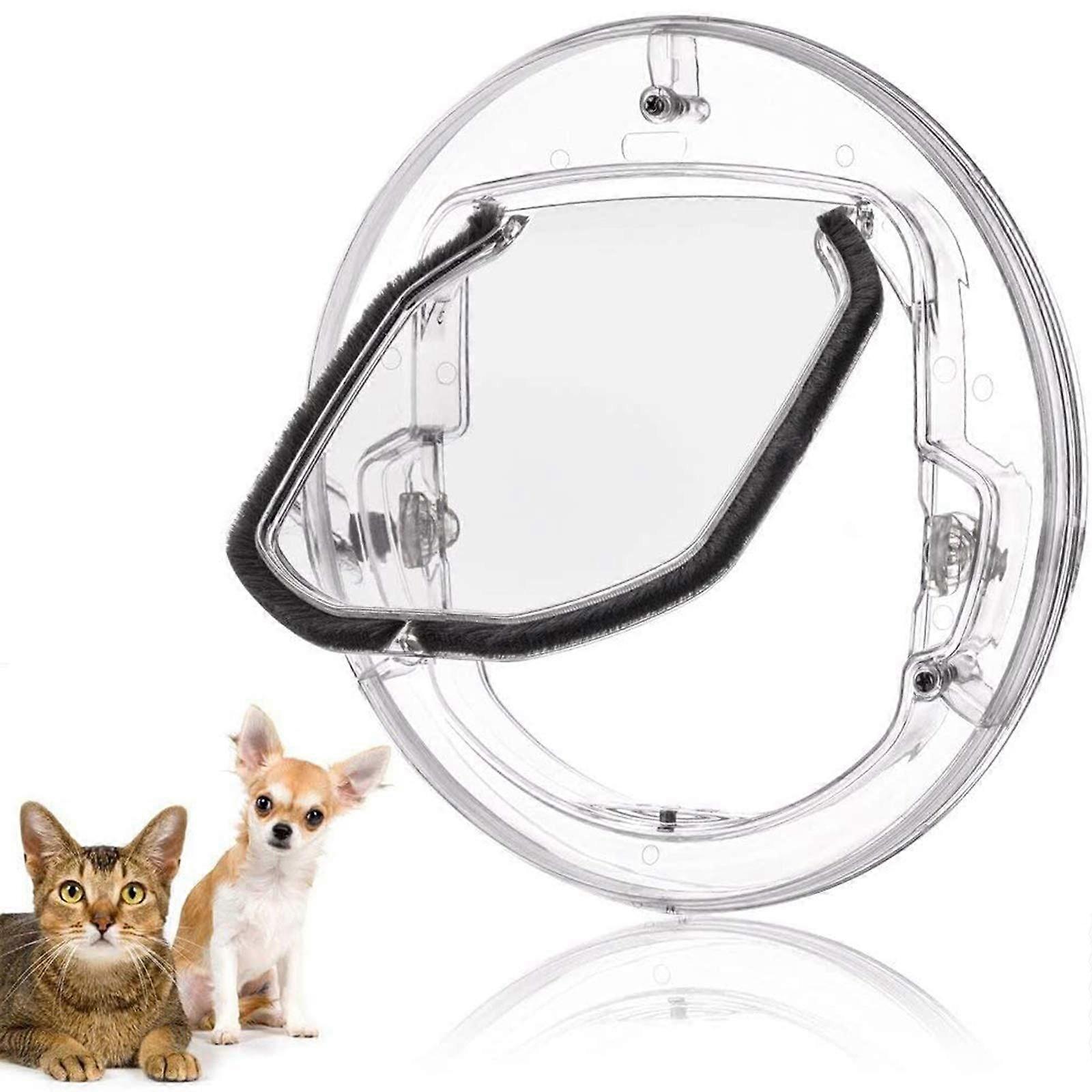 Cat Flaps Pet Door/Cat Flap Easy Installation PC Material Ventilation Door for Glass Door and Window, with 4Way Lock and Silent Brush