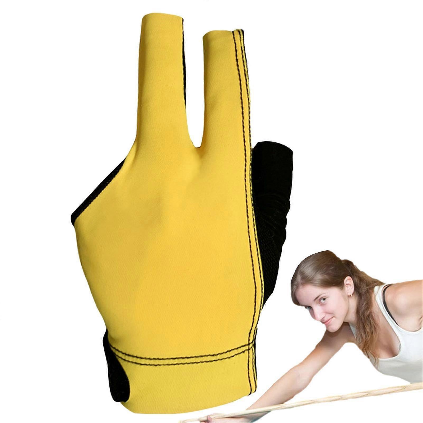 Billiard Glove - Professional Non-Slip 3 Finger Sports Gloves for Men and Women, Gelb Training Accessory