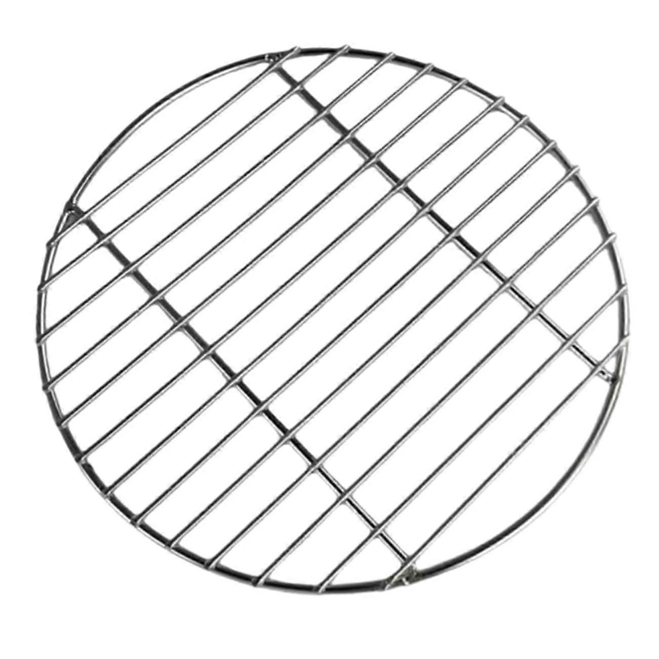 Stainless Steel Grill Grate Round 24x24 cm Portable Circular Barbecue Net Tongs Camping Mesh Cooling Rack Silver