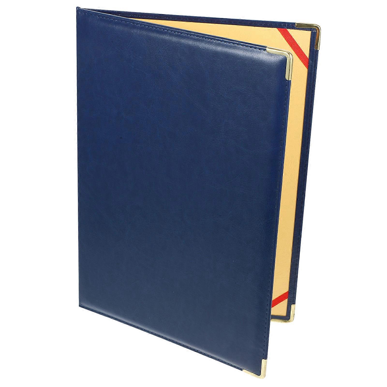 Blue Portfolio Organizer Folder with Metal Corners, Multipurpose Document Storage Board for Office & Interview Use, Lightweight Spacious Holder for