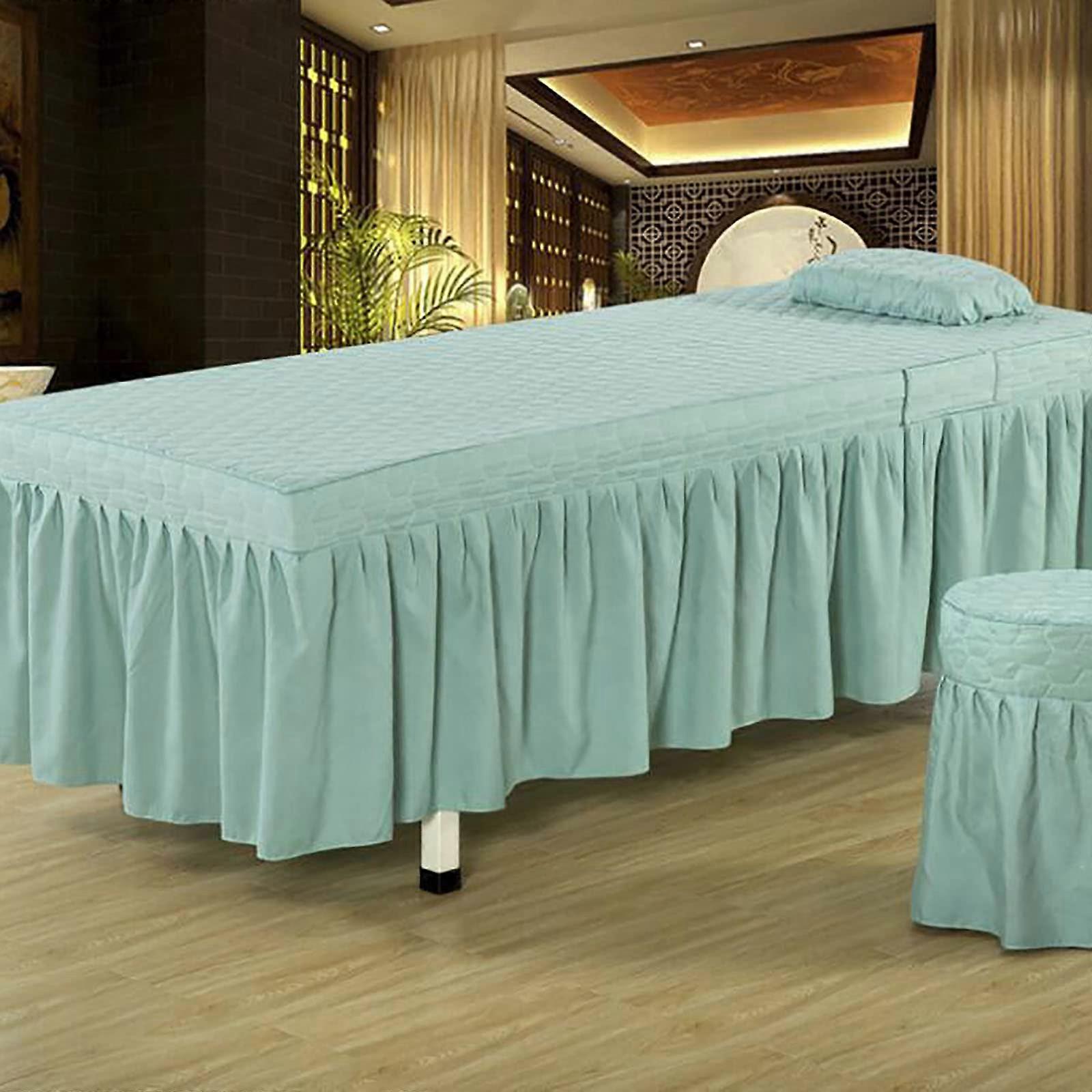 Massage Bed Skirt, Quilted 70 x 190 cm Solid Bed Sheet for Salon Massage Tables and Spa Beds, Full Coverage Stretch Fit