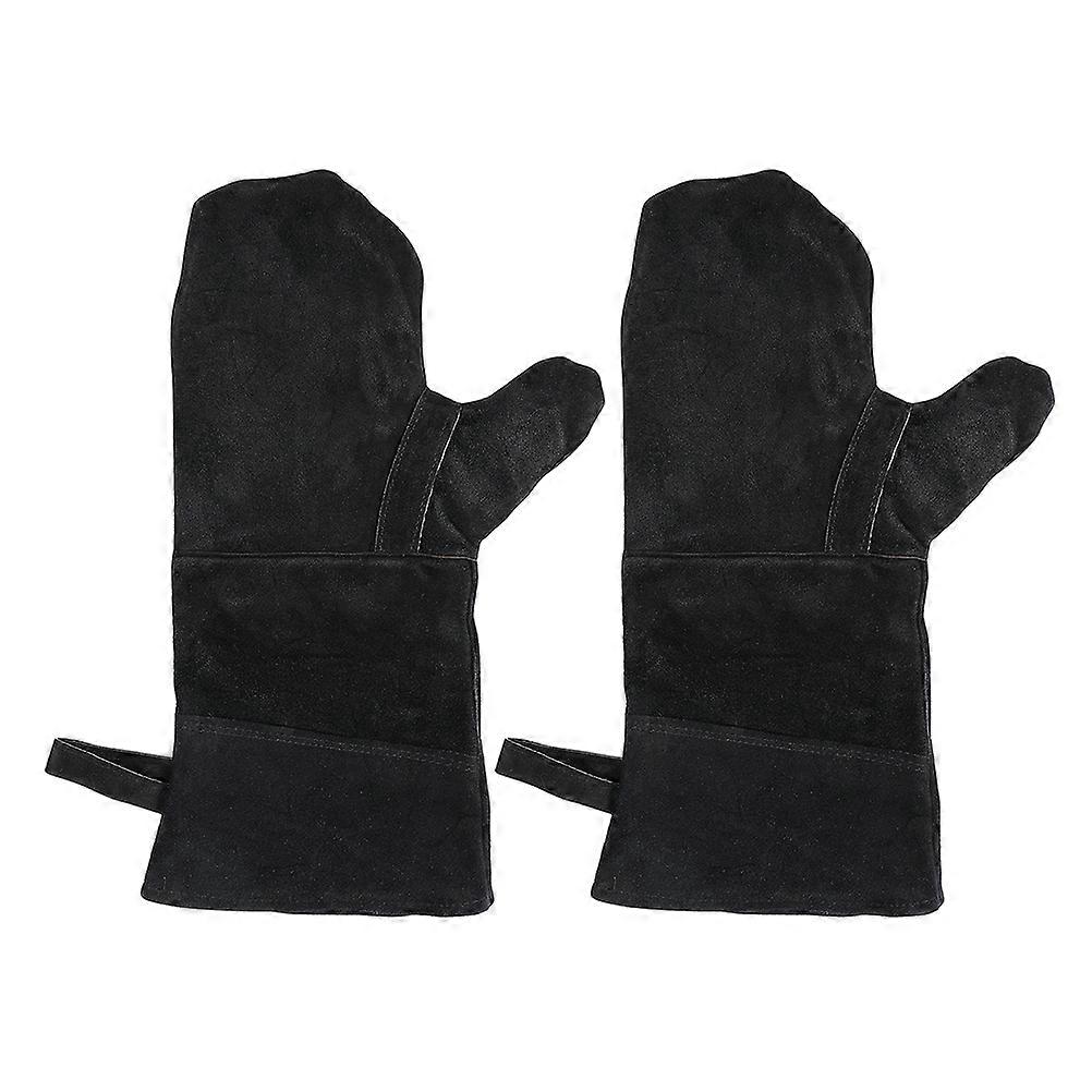 Black Bbq Gloves Fireproof And Waterproof For Outdoor Grilling 2Pcs