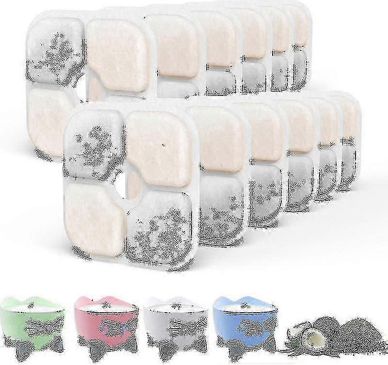 12 zestawów filtrów do fontann dla kotów, odpowiednich do niektórych fontann dla kotów. Dbaj o zdrowie i nawodnienie swojego kota.