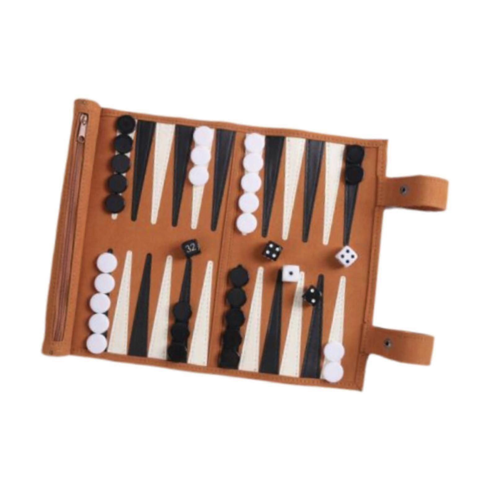 Backgammon Board Game Folding Board and 32 Pieces for Children Professionals