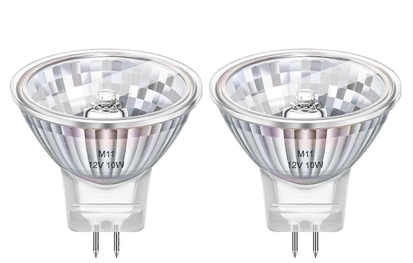 MR11 GU4 12V 10W Halogen Bulbs, GU4 BiPin, Dimmable 2800K, Pack of 2