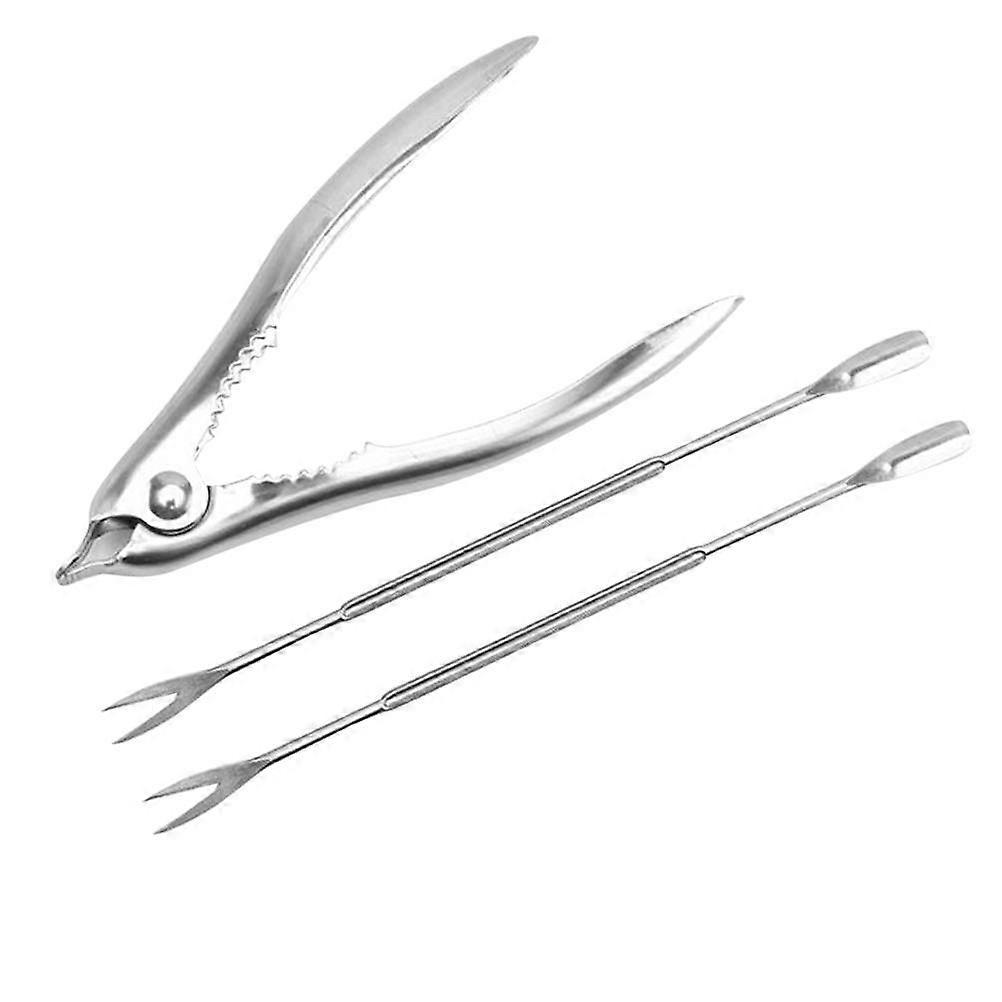 Seafood Handling Tools Set Nut Cracking Home Use Silver Stainless Steel Clam Pliers 3Pcs