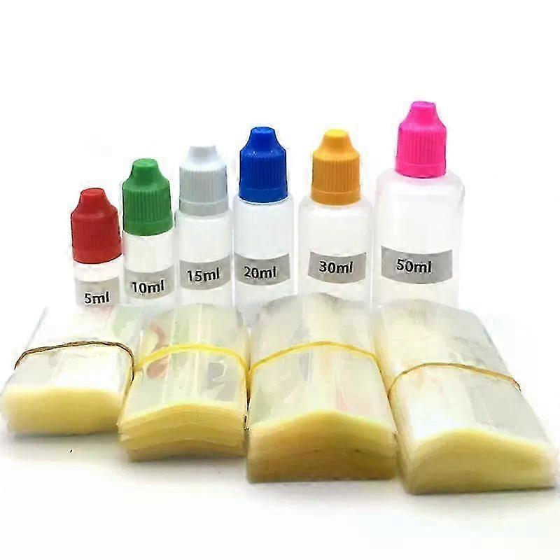 200Pcs Clear PVC Shrink Wrap for 5ml-50ml Plastic Bottles & Dropper Bottles